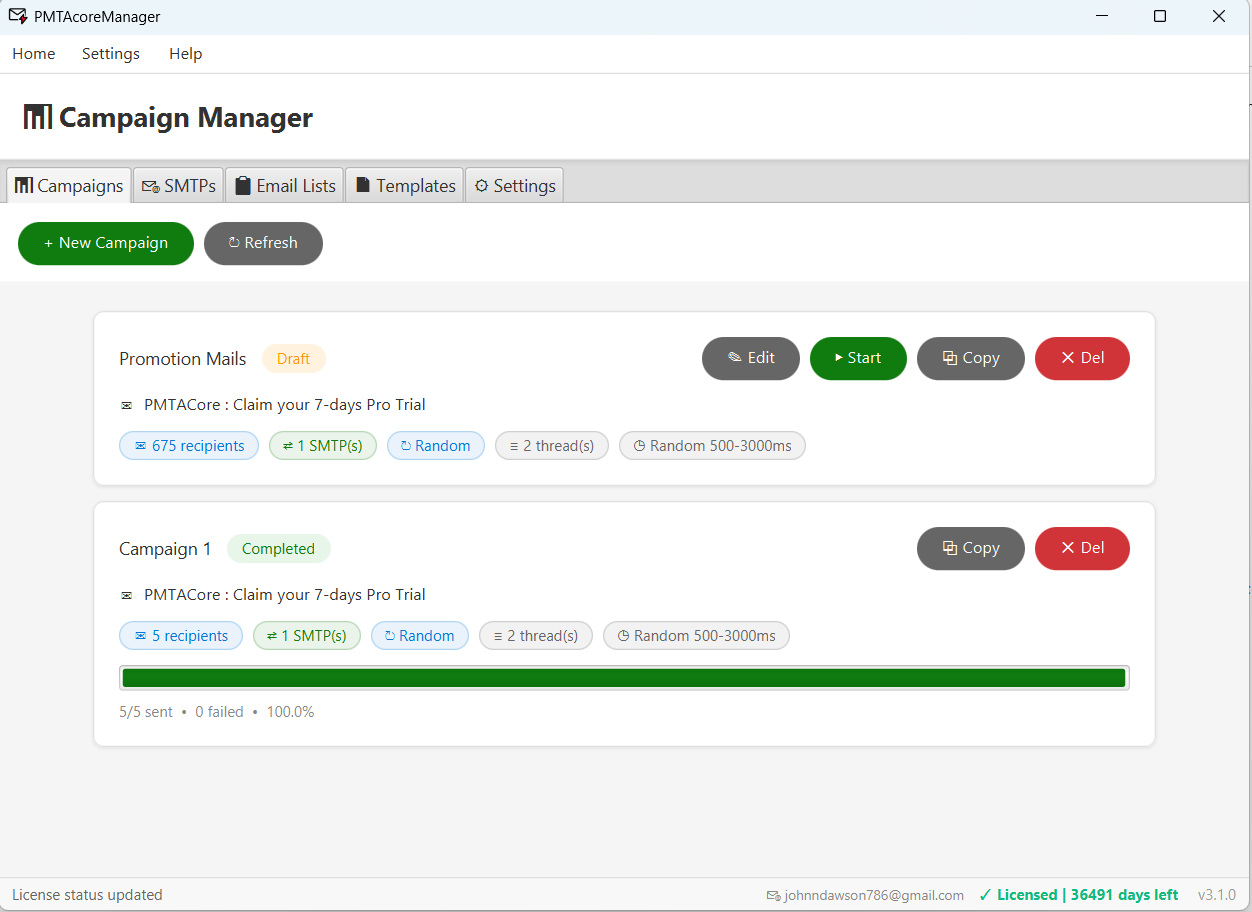 Campaign Manager — PMTAcore PowerMTA management tool feature