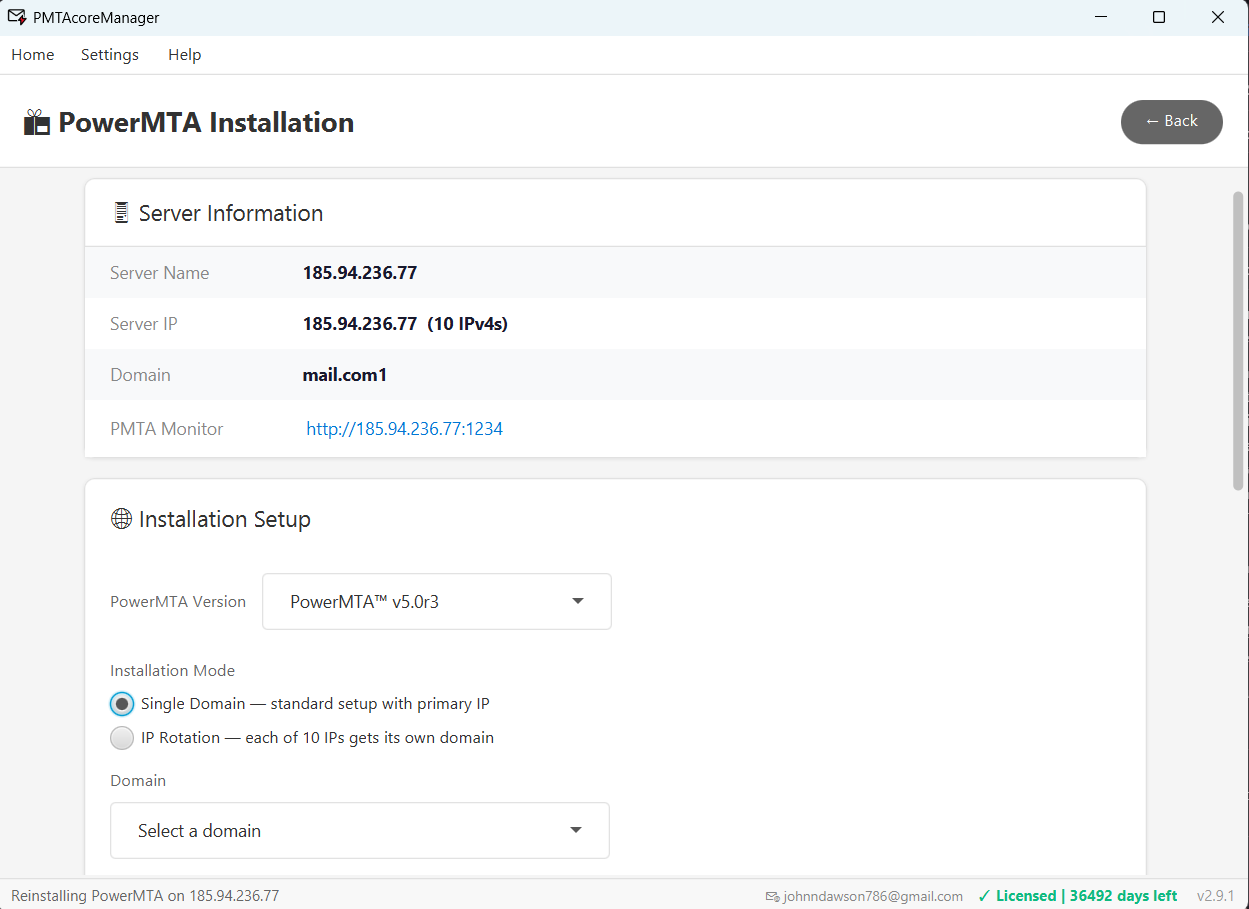 PowerMTA Management — PMTAcore PowerMTA management tool feature