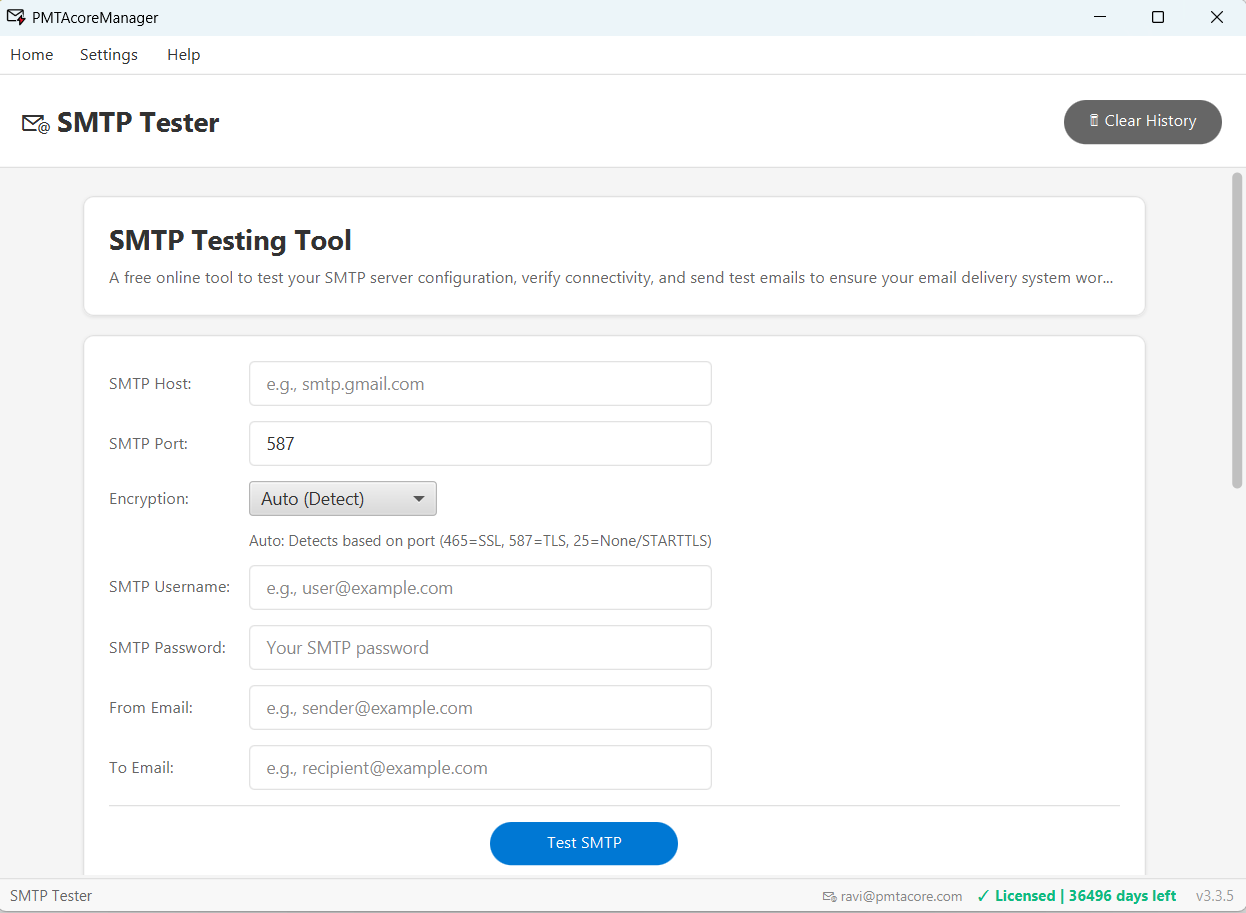 SMTP Tools — PMTAcore PowerMTA management tool feature