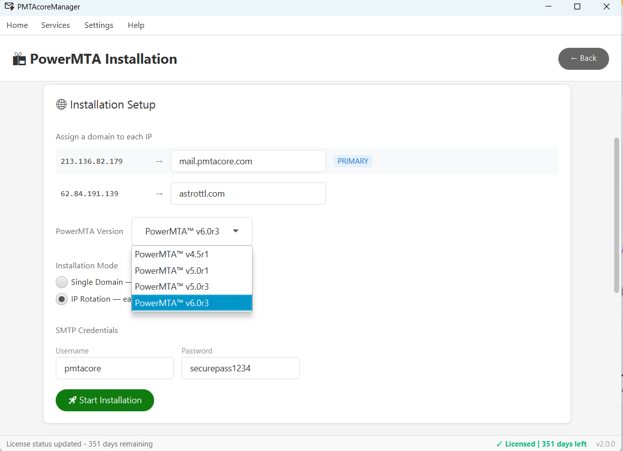 PowerMTA Management - install and manage PowerMTA across multiple servers