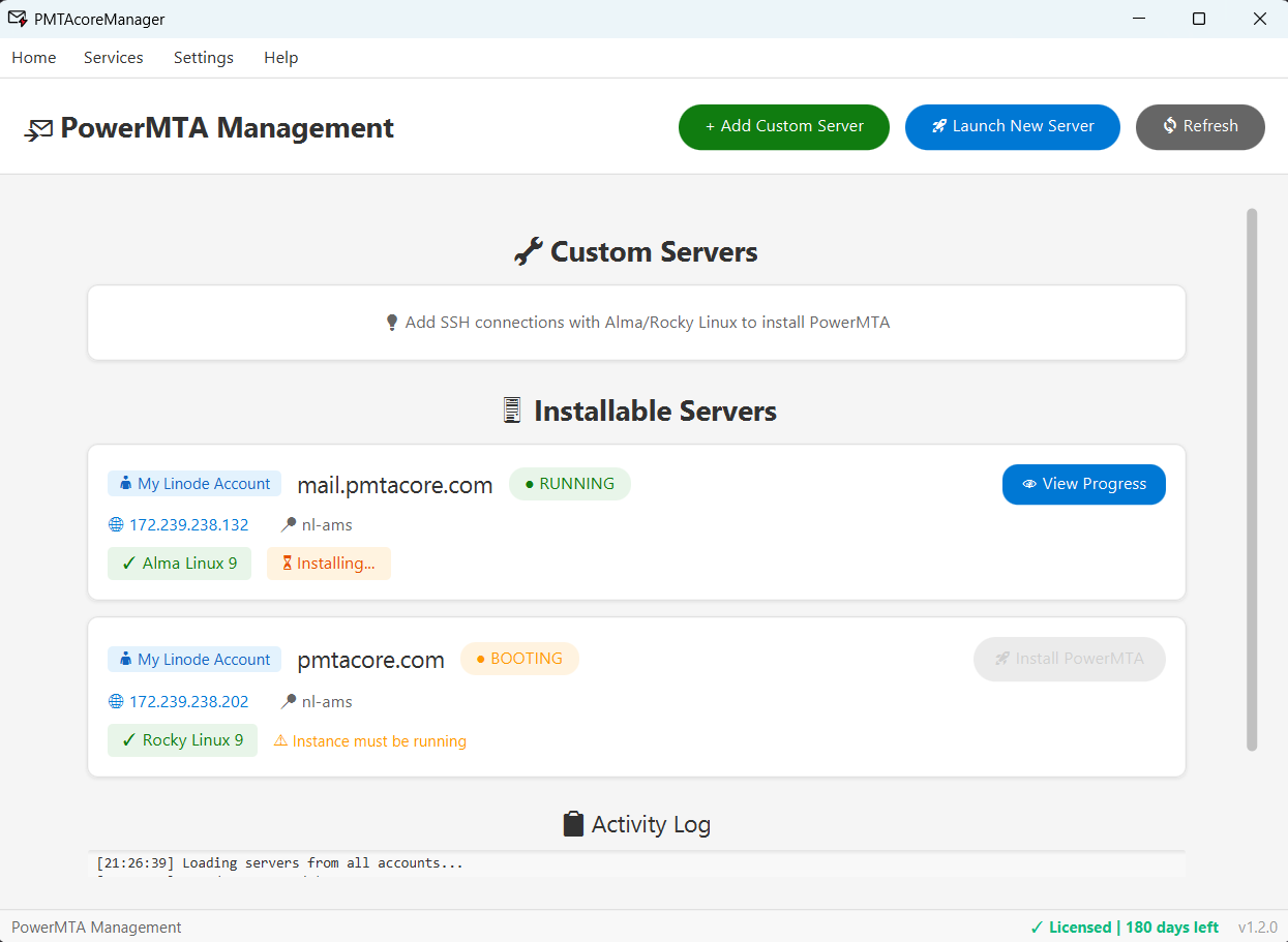 PowerMTA Management - install and manage PowerMTA across multiple servers
